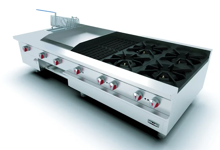 Estufa de Mesa Drago UNIVERSAL UDM 4 Quemadores, Plancha, Asador, Gratinador y Freidora